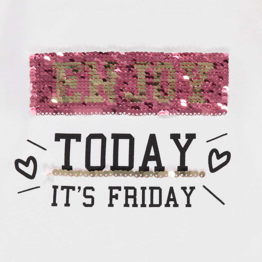 T-shirt manches longues avec motif printé et sequins magiques 