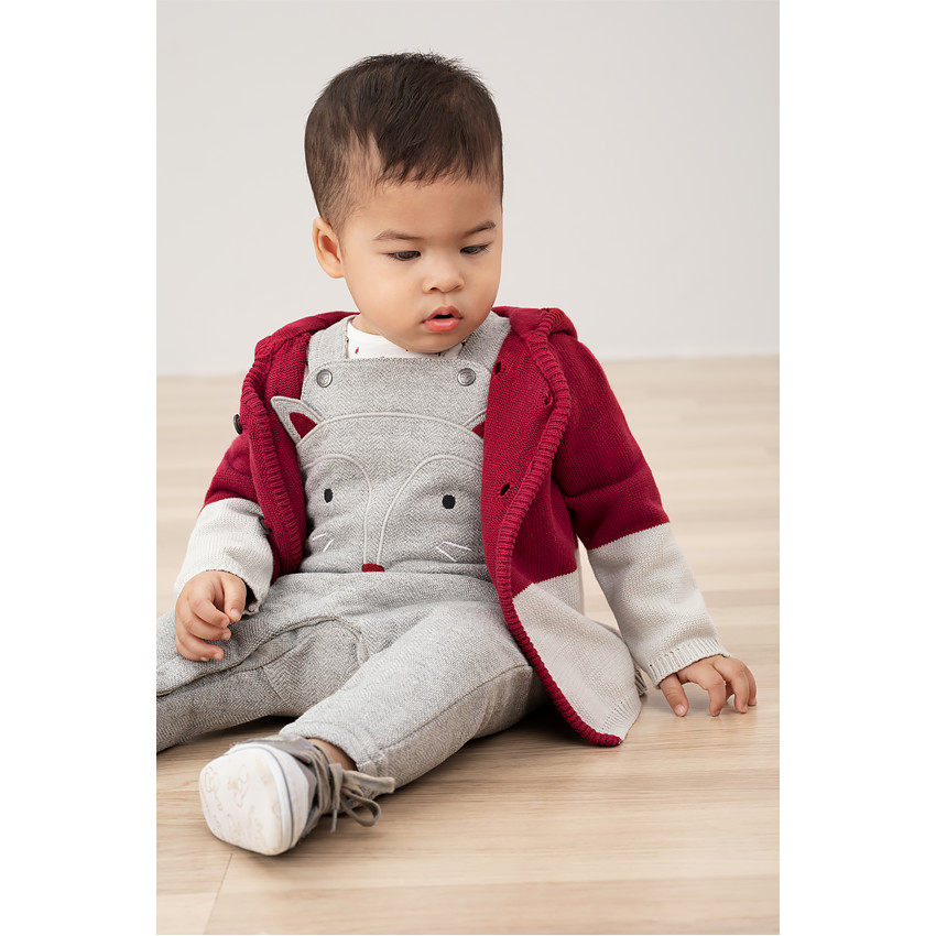 Chaqueta de punto bicolor con doble botón 