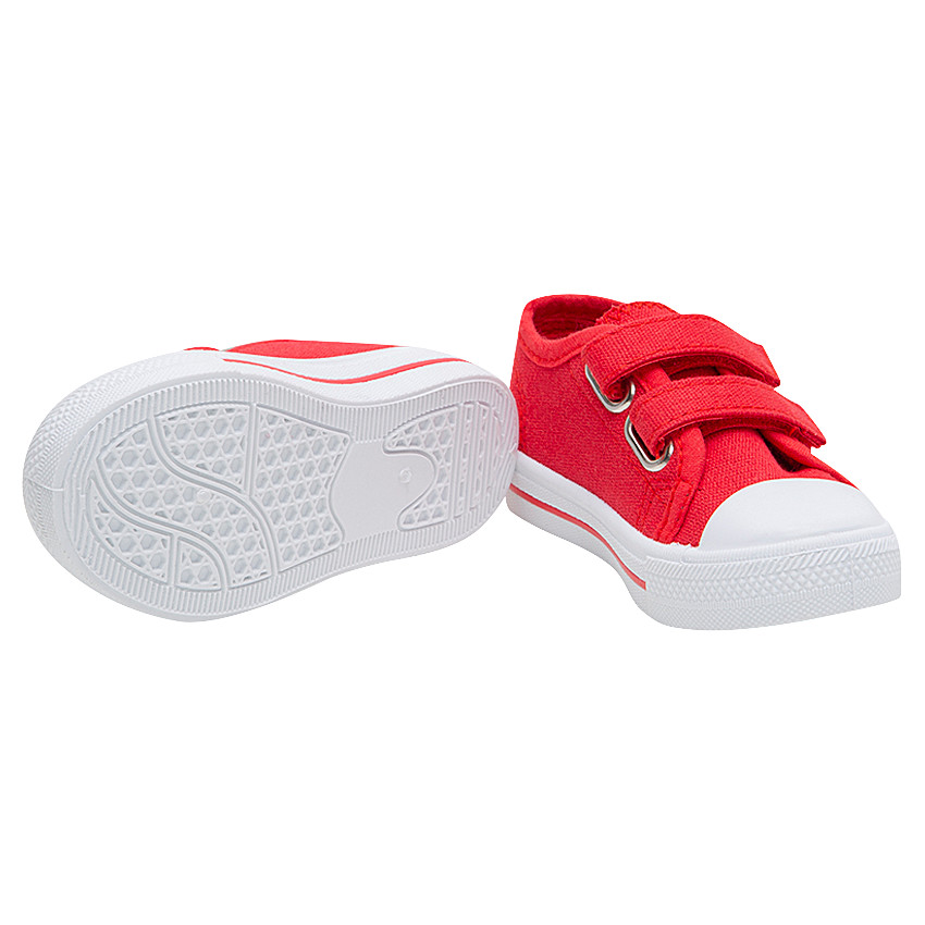 Zapatillas bajas de tela lisa roja con velcro del 20 al 23 