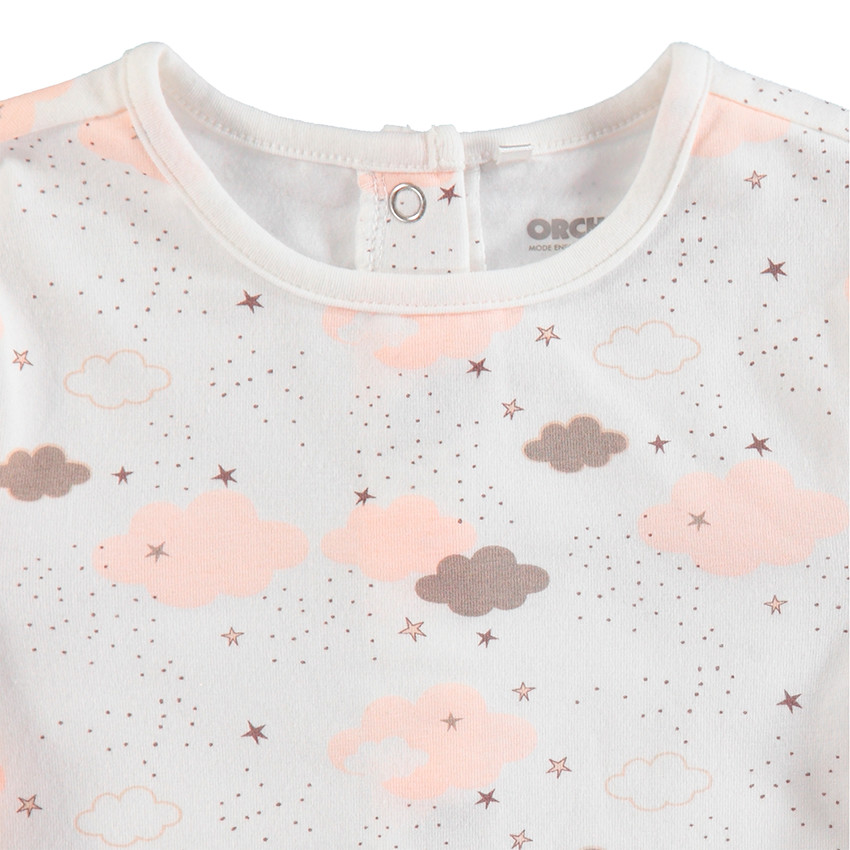 Camiseta de manga larga de punto con estampado de nubes all-over 