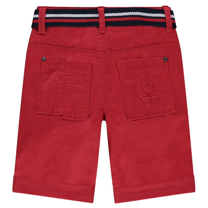 Bermudas de sarga con efecto arrugado y cinturón trenzado extraíble 