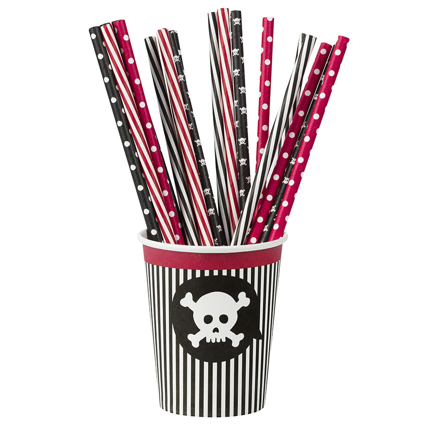 x 20 pajitas de cumpleaños Pirata de plástico 