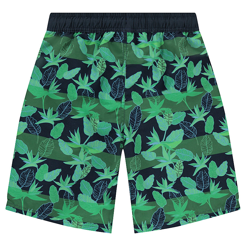 Júnior - Bermudas de baño con estampado vegetal y rayas 