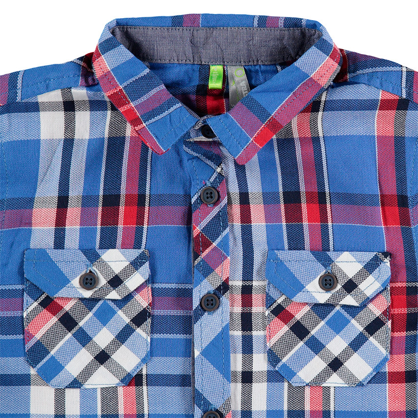 Camisa de manga larga con grandes cuadros en contraste 