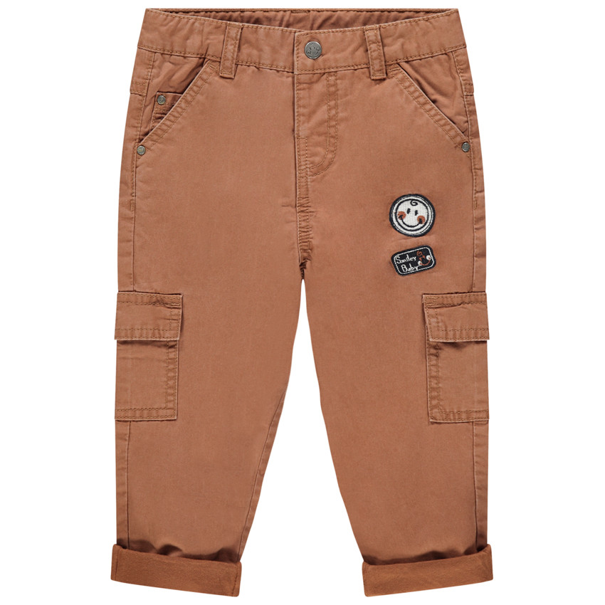 Pantalon surteint en toile style cargo badges Smiley Baby  