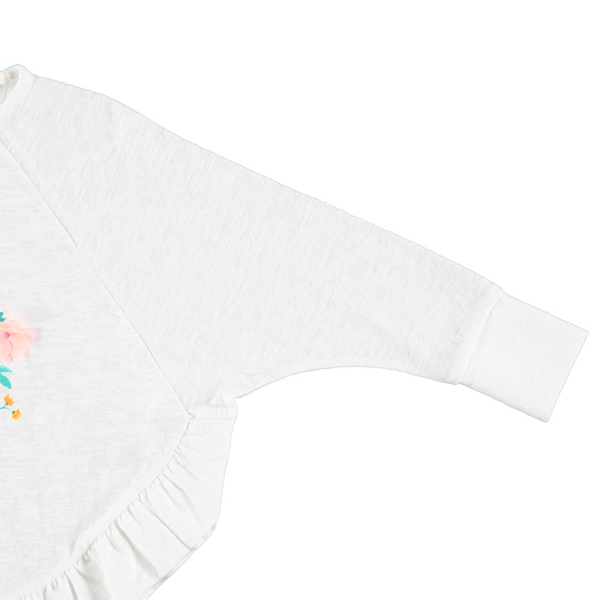Camiseta de manga larga de punto con estampado de flores y con volante  Additional Camiseta de manga larga de punto con estampado de flores y con volante