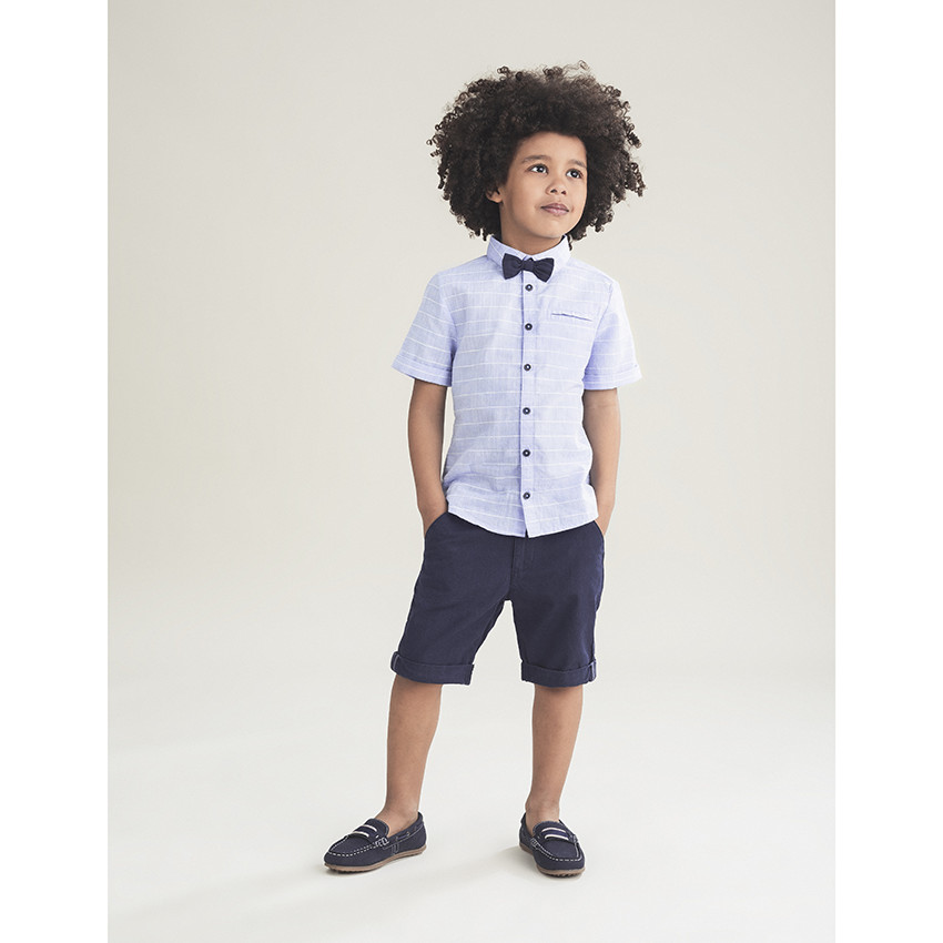 pantalon corto liso en toile y bolsillos italianos 