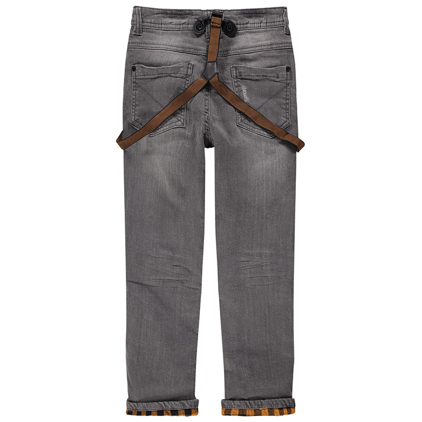 Vaqueros con tirantes y efecto arrugado 