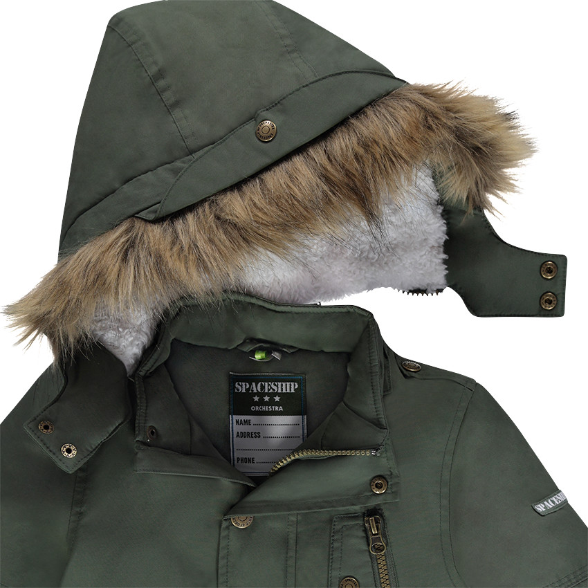 Parka de sarga con capucha desmontable forrada de sherpa 