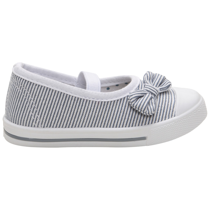 zapatos bébé en toile de rayas con hilos brillantes  y nudo  Additional zapatos bébé en toile de rayas con hilos brillantes  y nudo