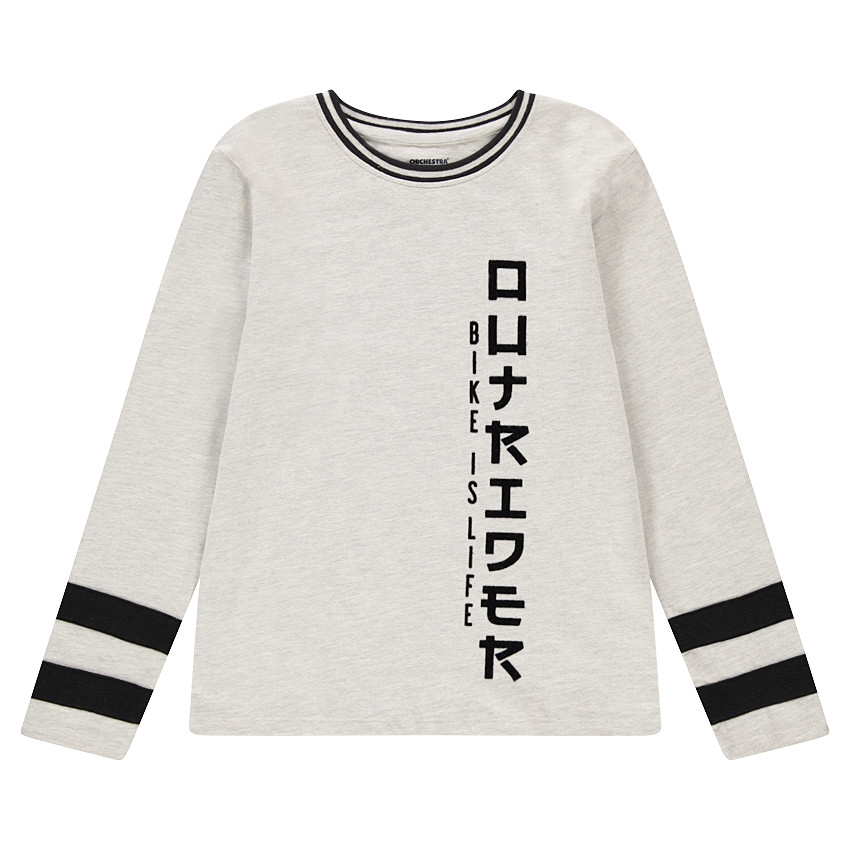Júnior - Camiseta de manga larga de punto con estampado y cuello de fantasía 