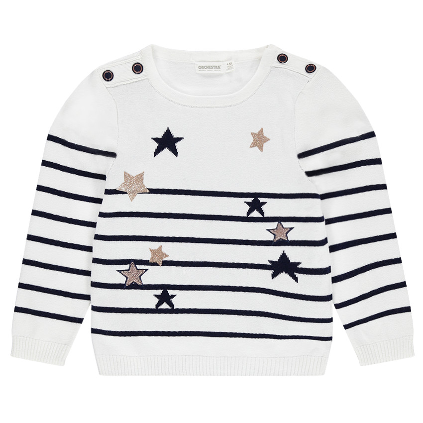 Jersey de punto de estilo marinero con estrellas de jácquard y lentejuelas 