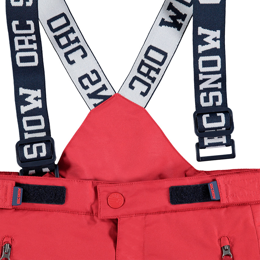 Pantalón de esquí rojo impermeable con tirantes desmontables 