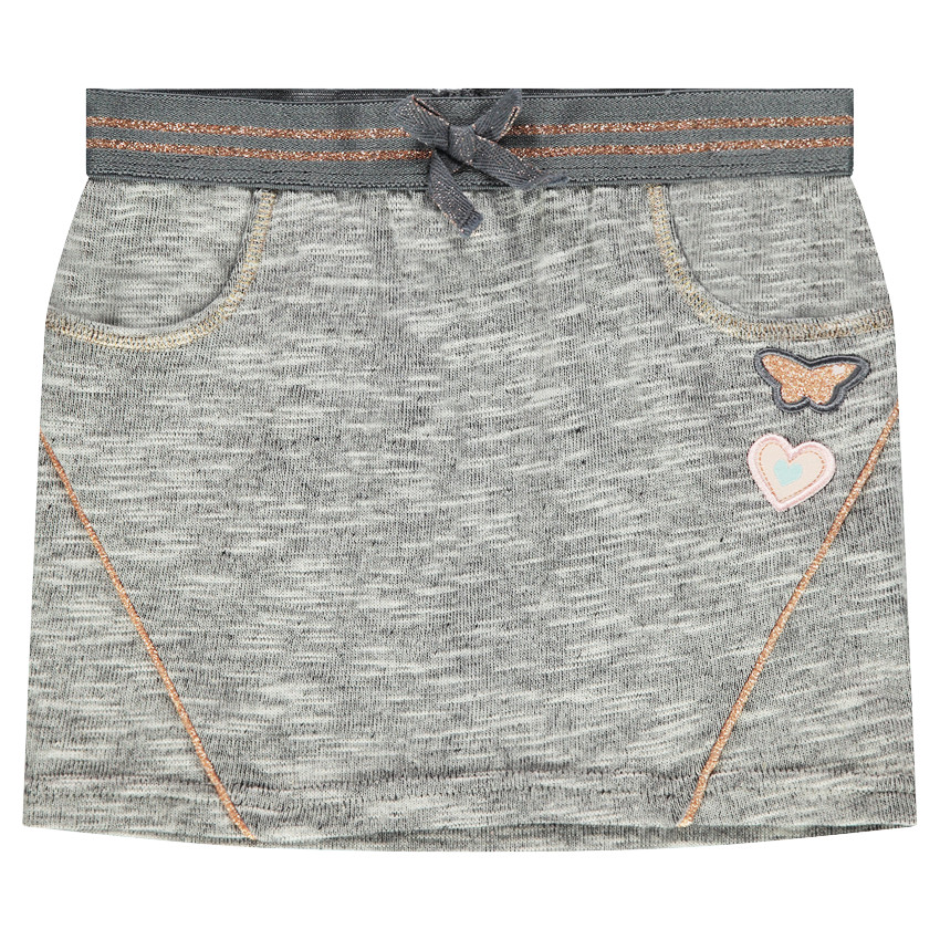 Falda de muletón con cintura elástica y parche de mariposa 