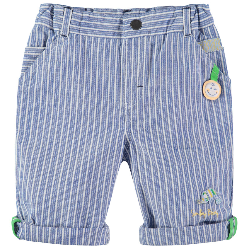 Bermudas de rayas que contrastan y parches de la colección Smiley 