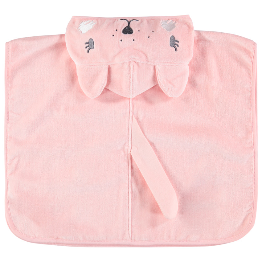 Poncho de baño rose motif chien à capuche brodée  