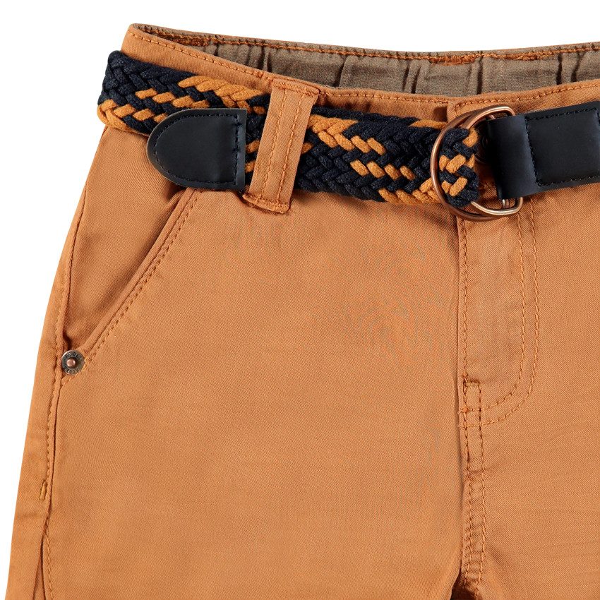 Pantalón de algodón teñido con cinturón trenzado desmontable 