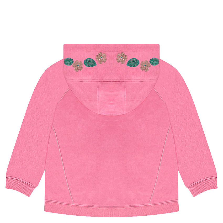 Chaqueta con capucha de felpa con bordados y lentejuelas 