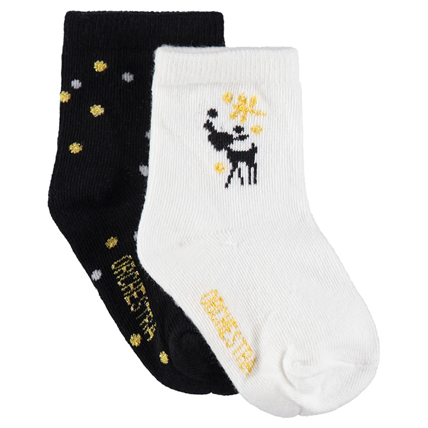 Juego de 2 pares de calcetines variados con pavo real y lunares de jacquard  Additional Juego de 2 pares de calcetines variados con pavo real y lunares de jacquard