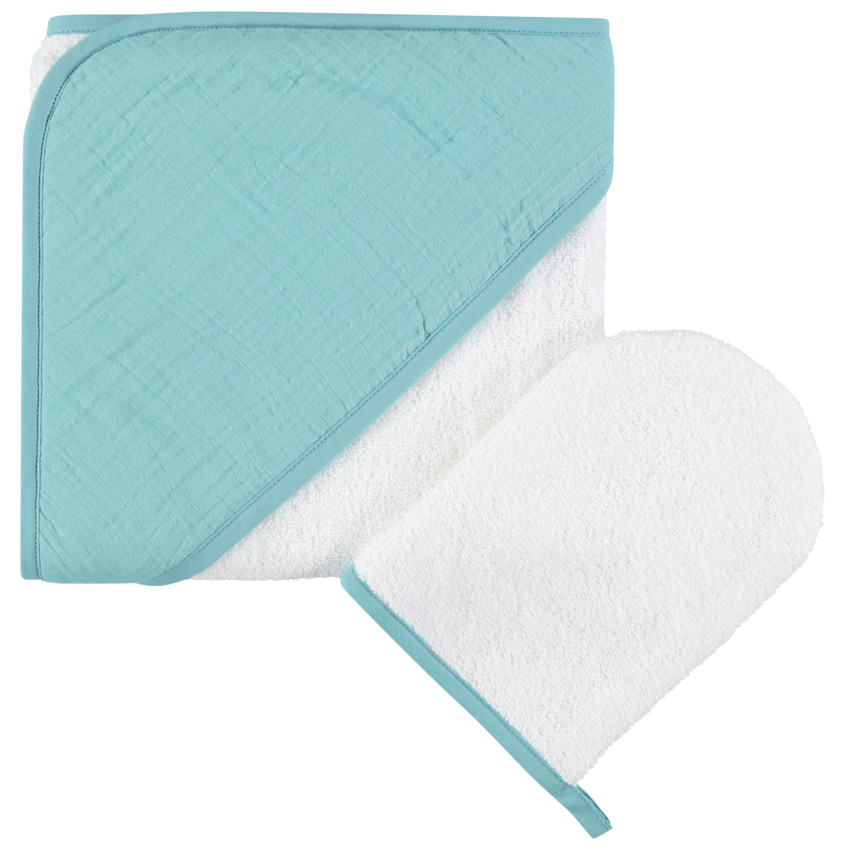 Conjunto de baño de rizo con capa con capucha en gaze de algodón 