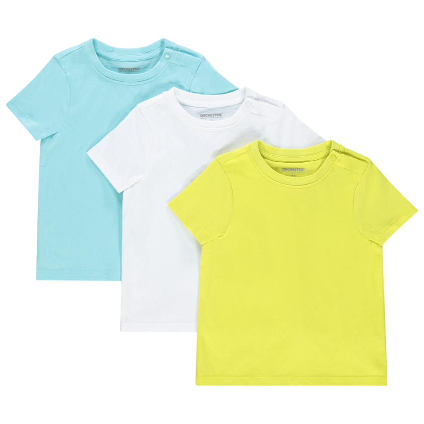 Lot de 3 t-shirts manches manches courtes unis en coton bio 