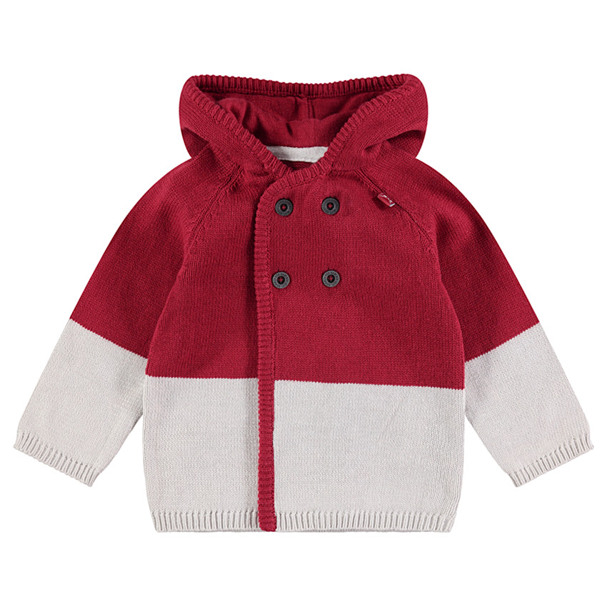 Chaqueta de punto bicolor con doble botón 