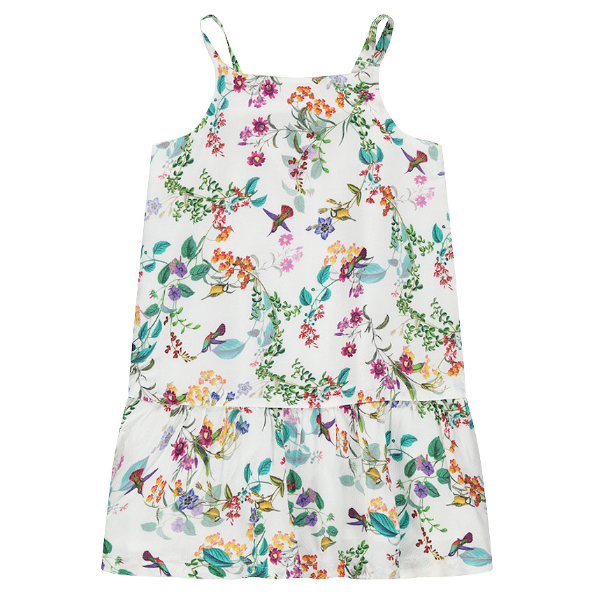 Vestido floral de tirantes con volante 
