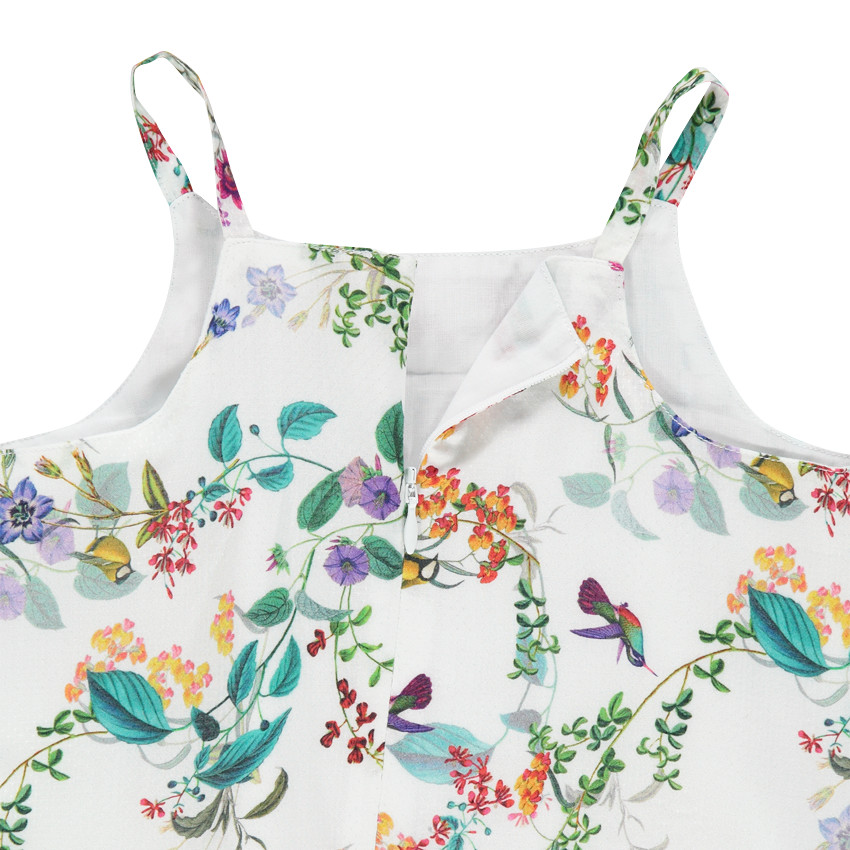 Vestido floral de tirantes con volante 