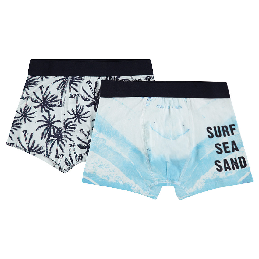 Júnior - Juego de 2 bóxers con palmeras estampadas y mensaje 