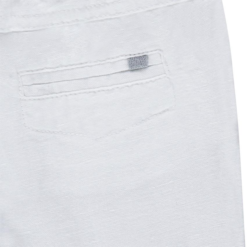 Pantalón de lino y algodón liso a media pierna 