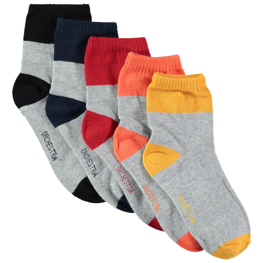 Juego de 5 pares de calcetines con punta y talones que contrastan 