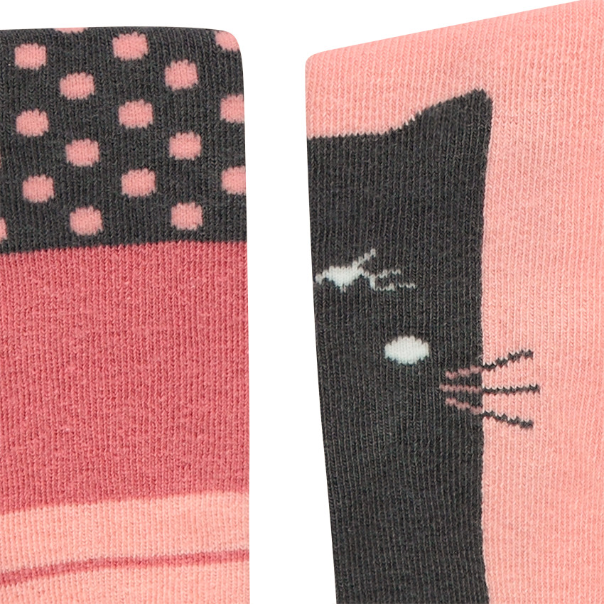 Juego de 2 pares de medias con gato y dibujos gráficos de jácquard  Additional Juego de 2 pares de medias con gato y dibujos gráficos de jácquard