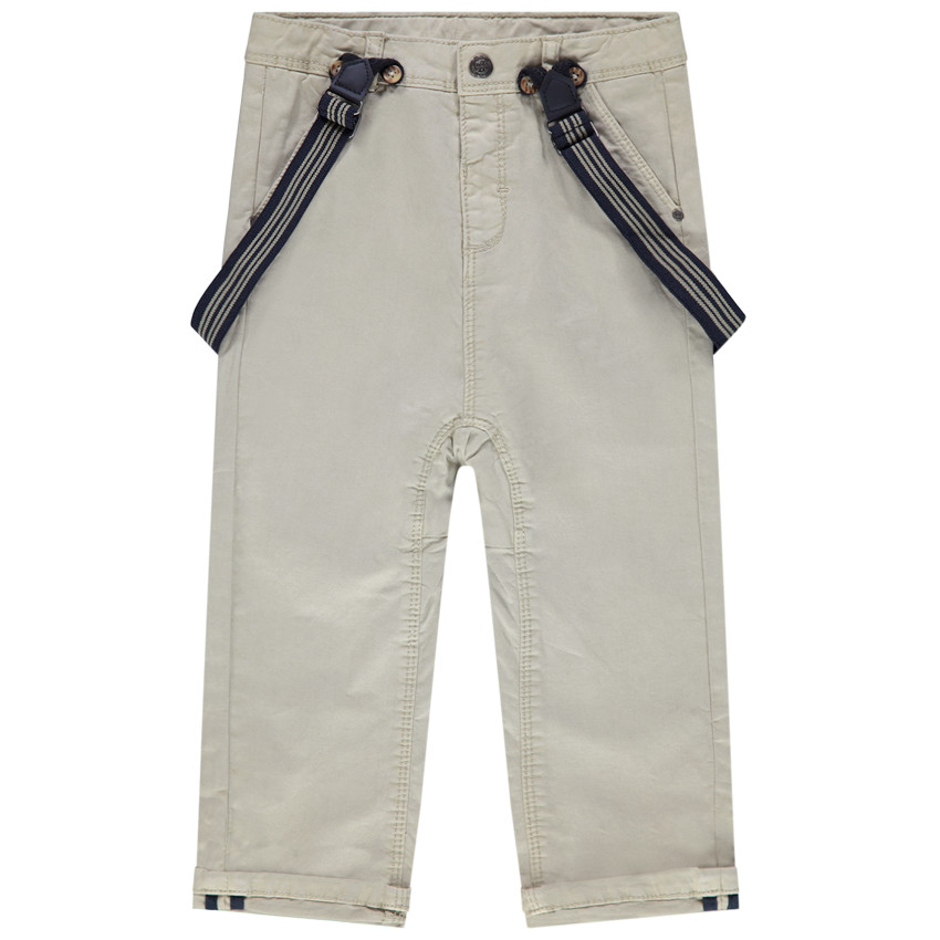 Pantalón de tela teñida con tirantes elásticos desmontables 