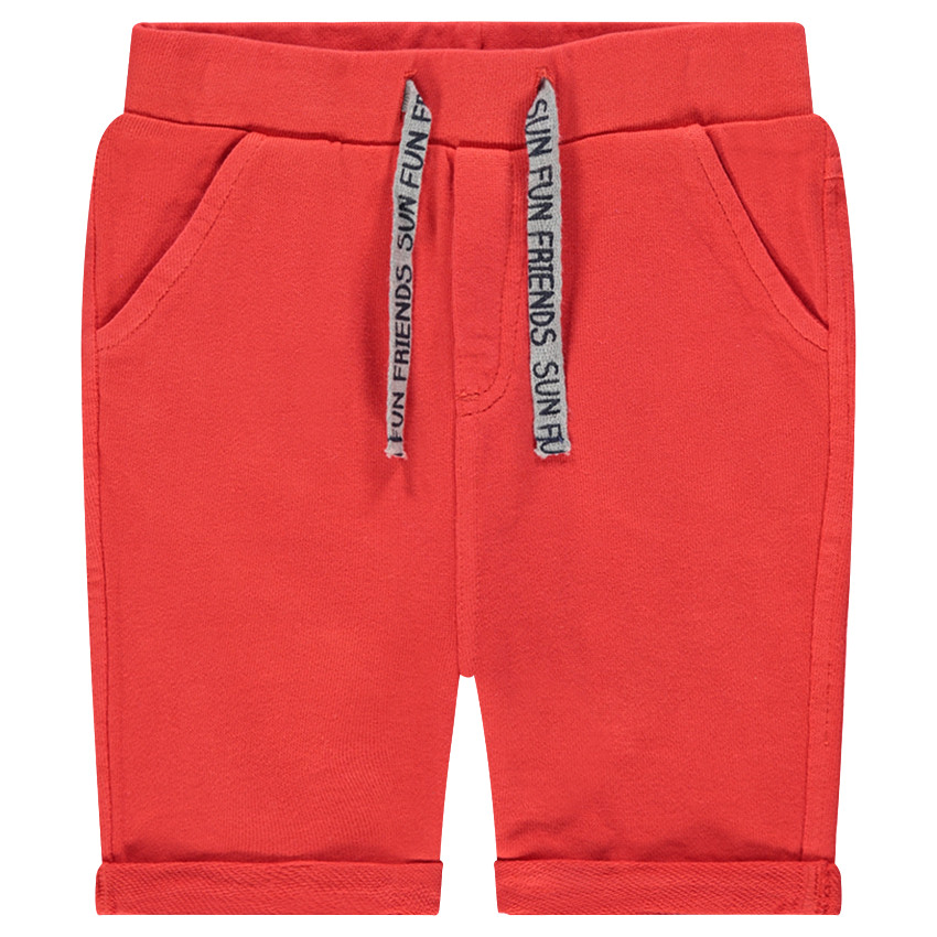 Bermudas de felpa lisa con cordones estampados 