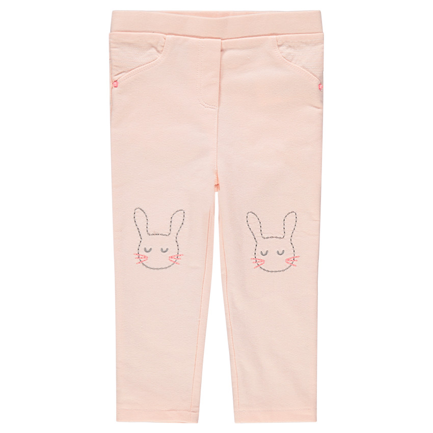 Jeggings de felpa con conejos bordados 