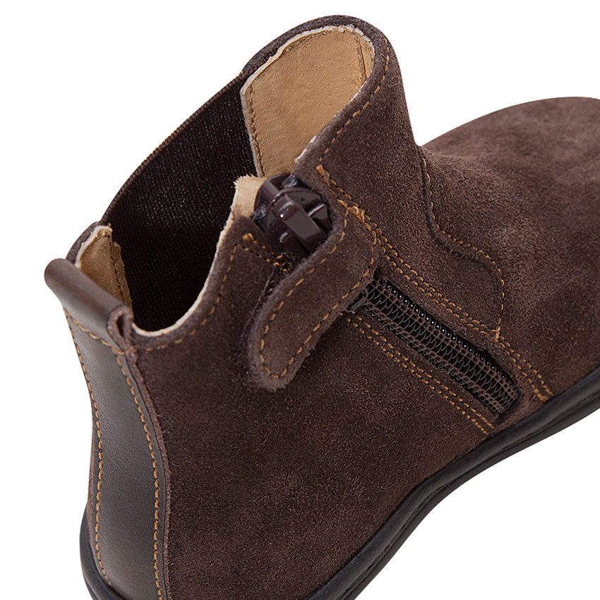 1/2 botines de cuero de antelina con cremallera elástica 