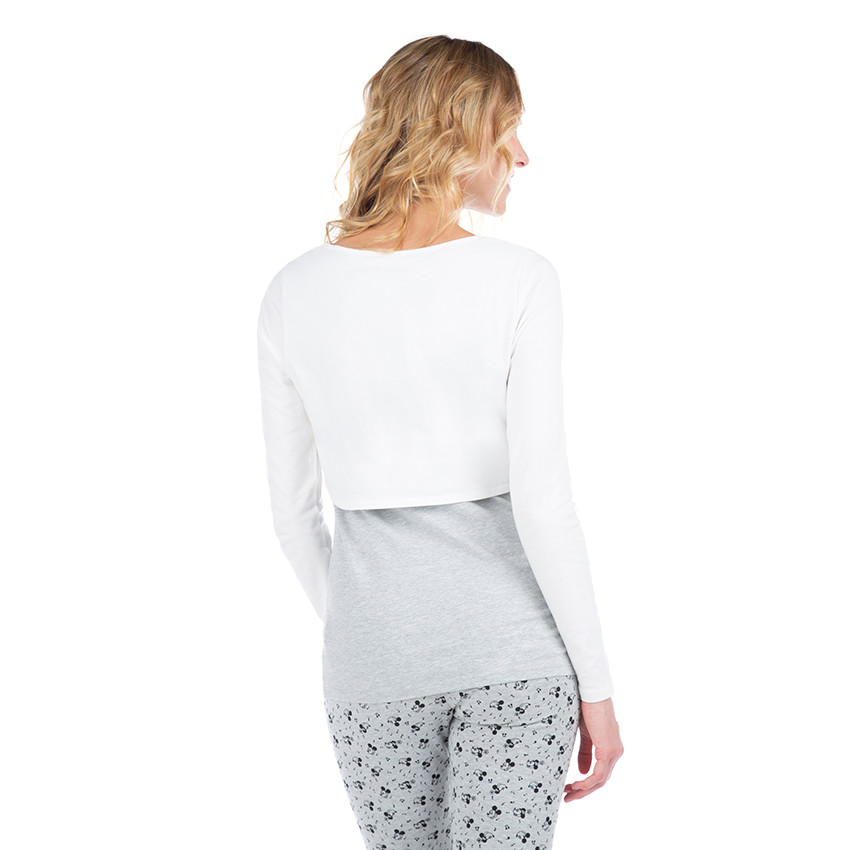 Camiseta de manga larga con efecto 2 en 1 y estampado de Mickey y Minnie ©Disney 