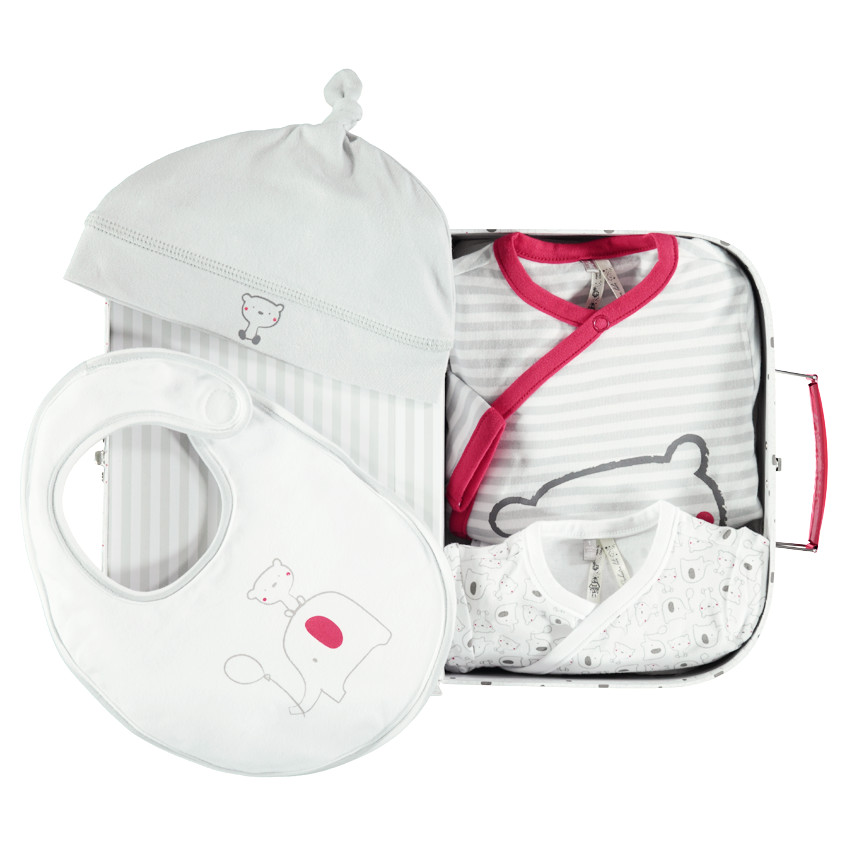 Coffret de naissance avec body- bonnet - bavoir et dors-bien 