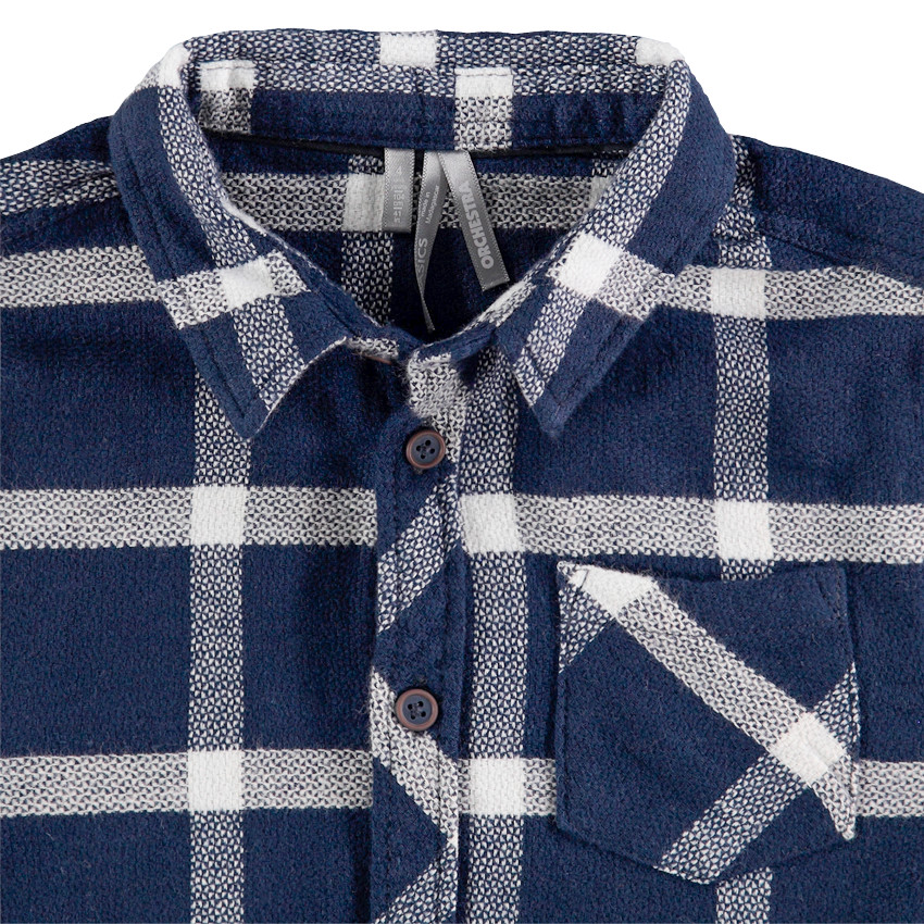Júnior - Camisa de manga larga a cuadros de franela y con bolsillo 