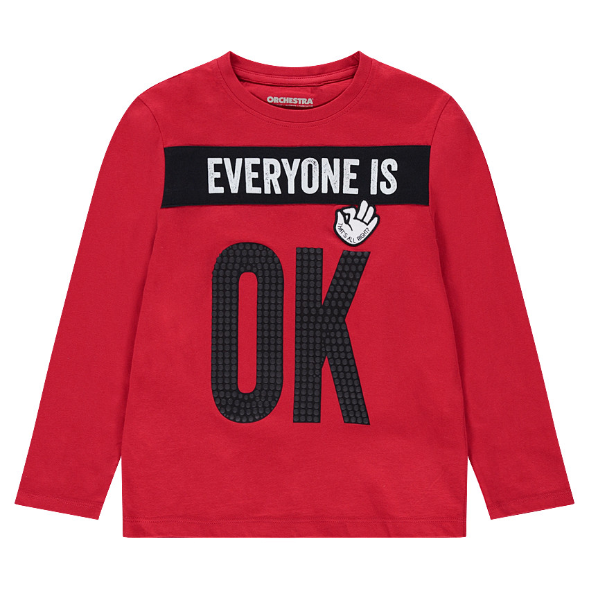 Júnior - Camiseta de punto de manga larga con mensaje estampado 