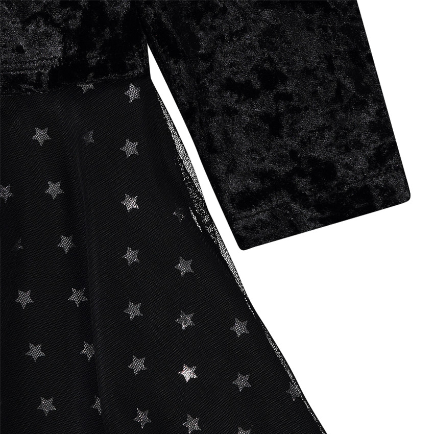 Vestido bimaterial especial Halloween con estampado de gato con lentejuelas mágicas 
