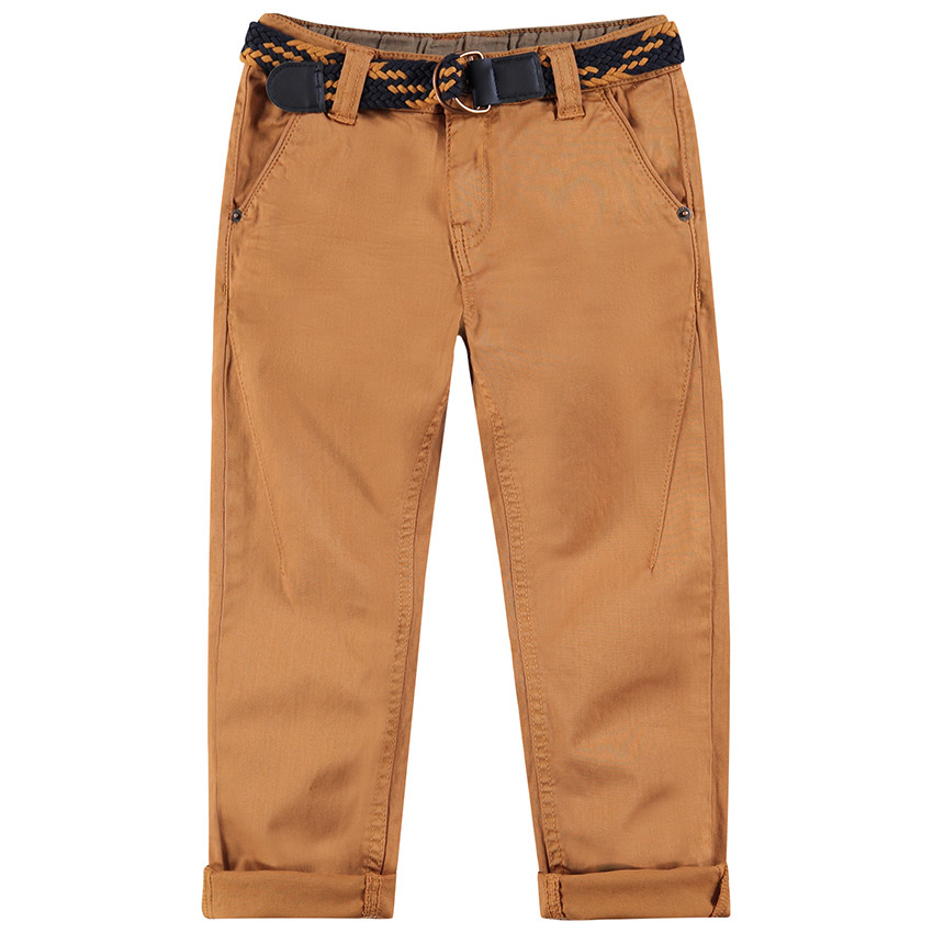 Pantalón de algodón teñido con cinturón trenzado desmontable 