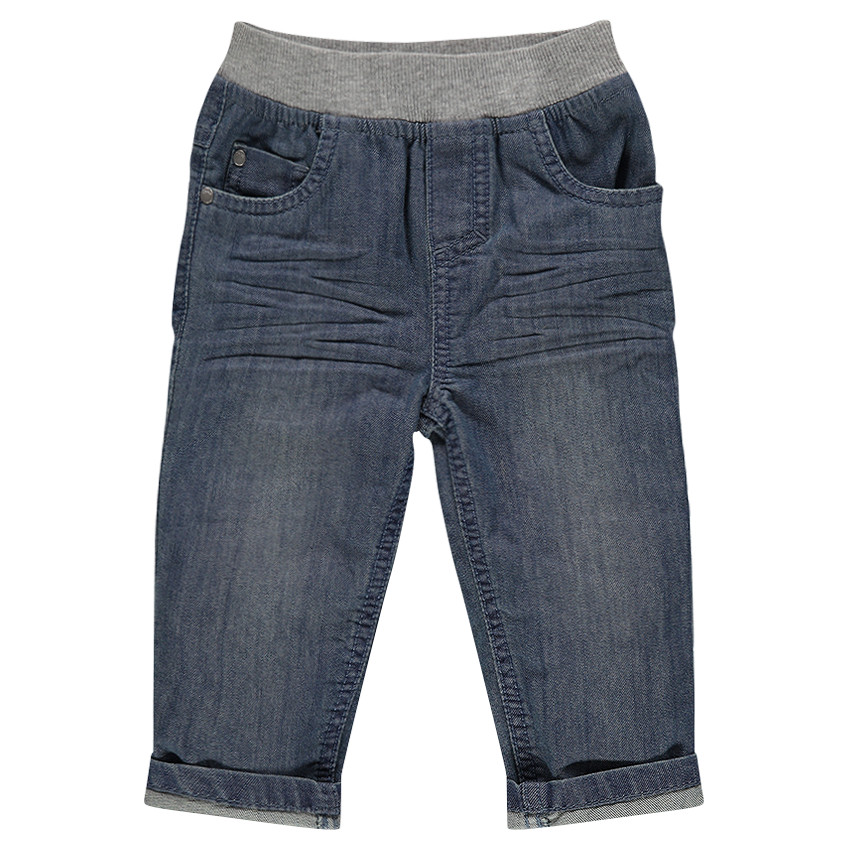 Jeans efecto usado cintura elástica 