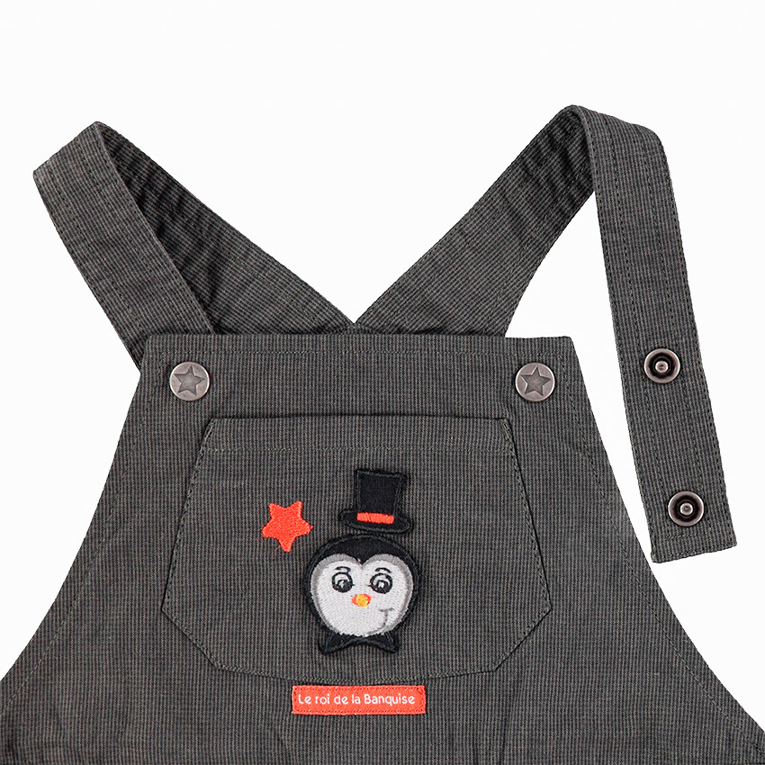 Conjunto de peto de algodón de fantasía y camiseta con pingüinos estampados 