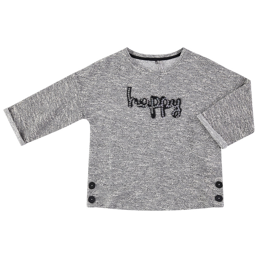Júnior - Sudadera de felpa jaspeada con inscripción de lentejuelas  Additional Júnior - Sudadera de felpa jaspeada con inscripción de lentejuelas