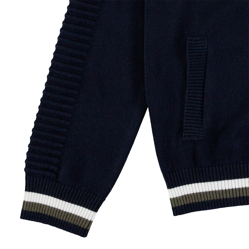 Júnior - Chaqueta con capucha de punto con bandas e inscripciones de jacquard 