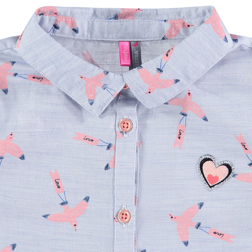 Camisa de manga larga de algodón con pájaros estampados all over  Additional Camisa de manga larga de algodón con pájaros estampados all over