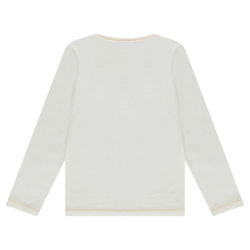 Camiseta de manga larga de punto con princesa estampada y pompones de relieve 