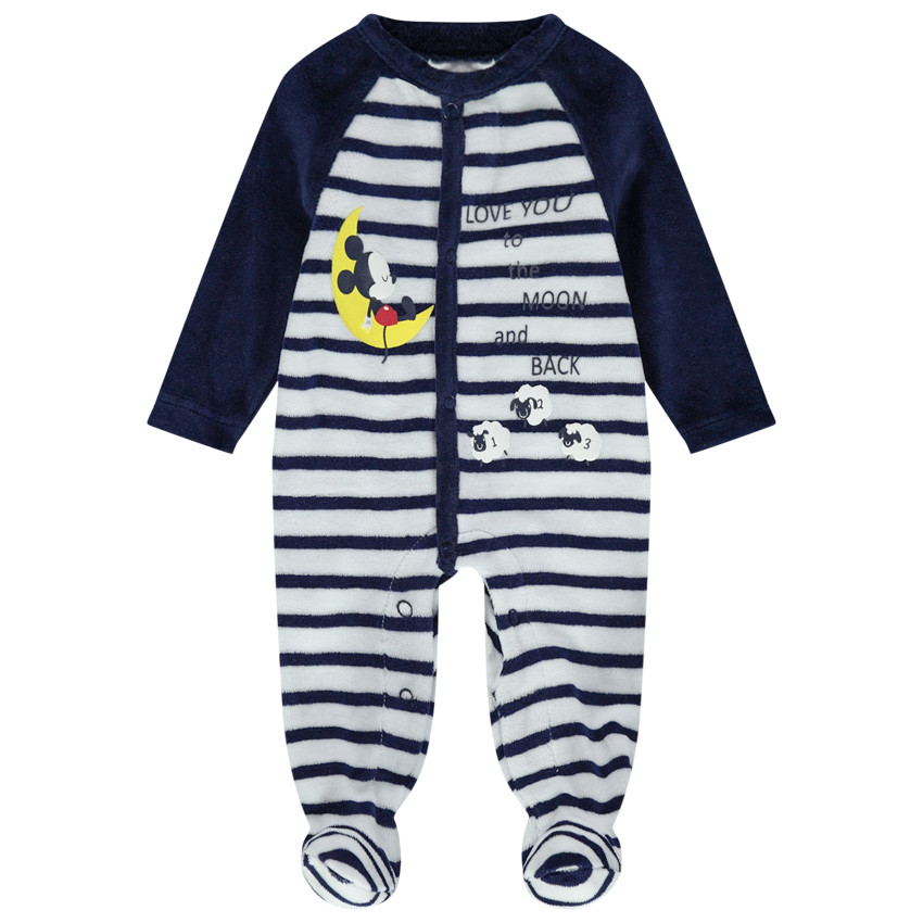Pijama de terciopelo con rayas y estampado de Mickey Disney 