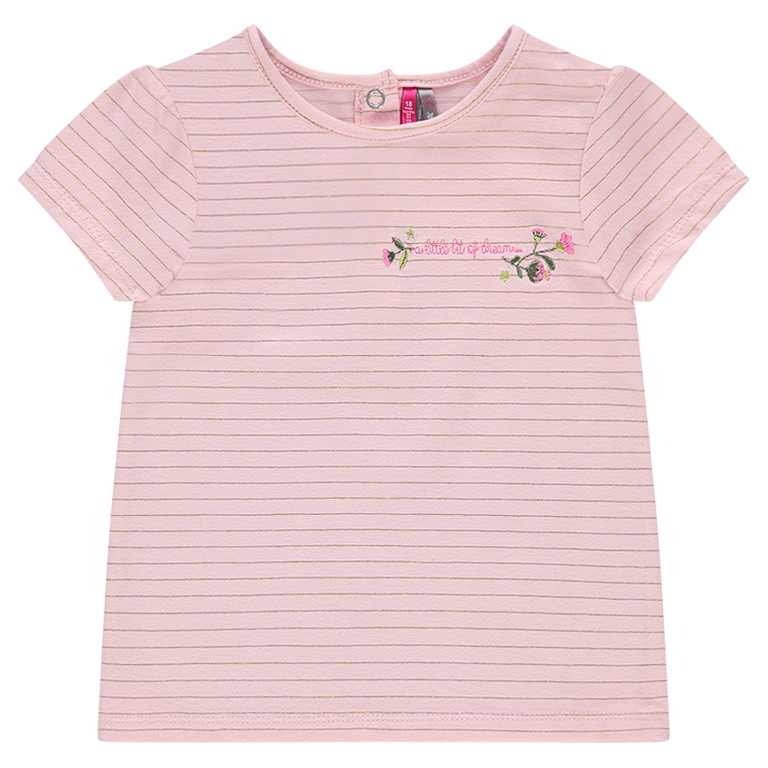 Tee-shirt manches courtes à fines rayures dorées et broderie  Additional Tee-shirt manches courtes à fines rayures dorées et broderie